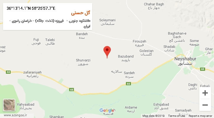 روستای گل حسنی بر روی نقشه