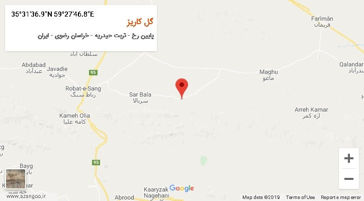 روستای گل کاریز بر روی نقشه