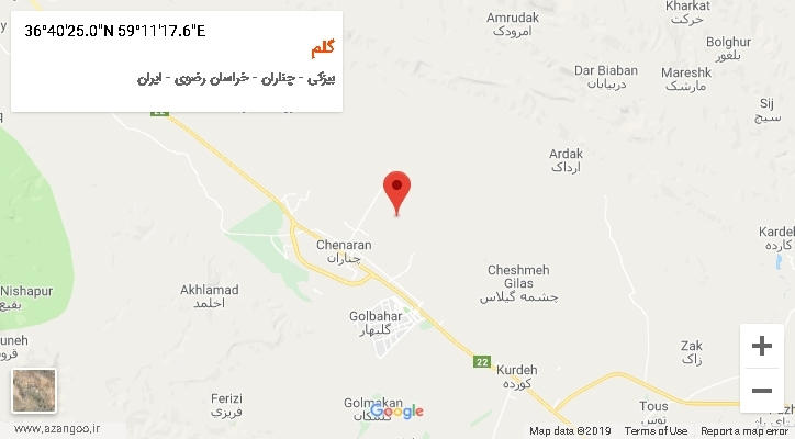 روستای گلم بر روی نقشه