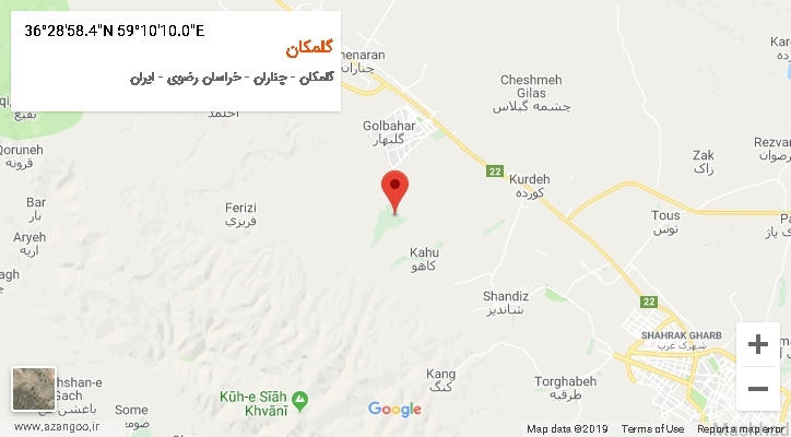 روستای گلمکان بر روی نقشه