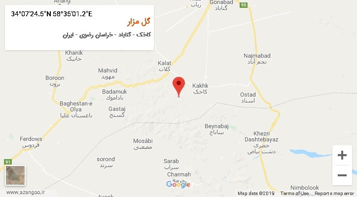 روستای گل مزار بر روی نقشه