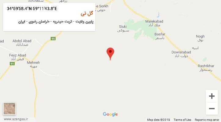 روستای گل نی بر روی نقشه