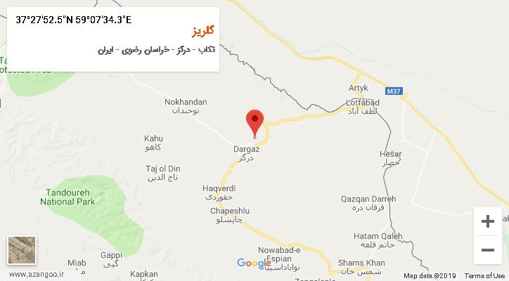 روستای گلریز بر روی نقشه