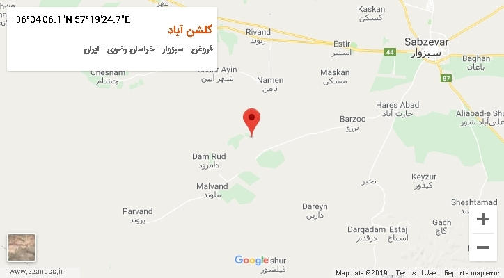 روستای گلشن آباد بر روی نقشه