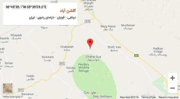روستای گلشن آباد بر روی نقشه