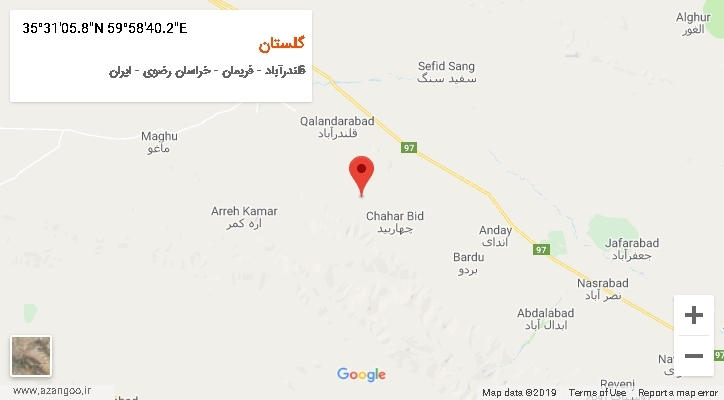 روستای گلستان بر روی نقشه