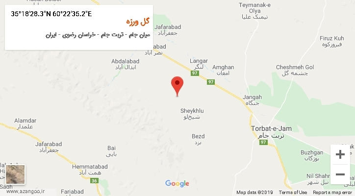 روستای گل ورزه بر روی نقشه