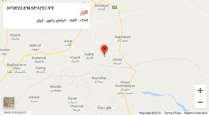 روستای گلزار بر روی نقشه