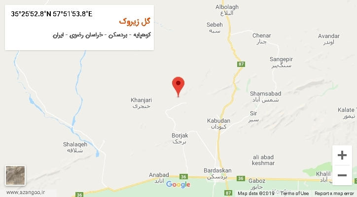 روستای گل زیروک بر روی نقشه