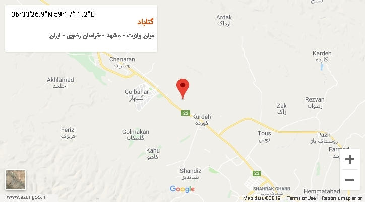روستای گناباد بر روی نقشه