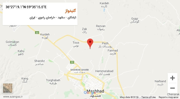روستای گنبدواز بر روی نقشه