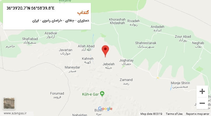 روستای گنداب بر روی نقشه