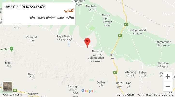 روستای گنداب بر روی نقشه