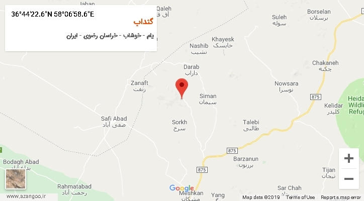 روستای گنداب بر روی نقشه