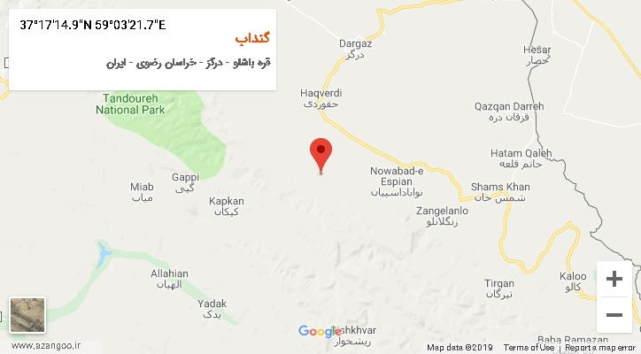 روستای گنداب بر روی نقشه