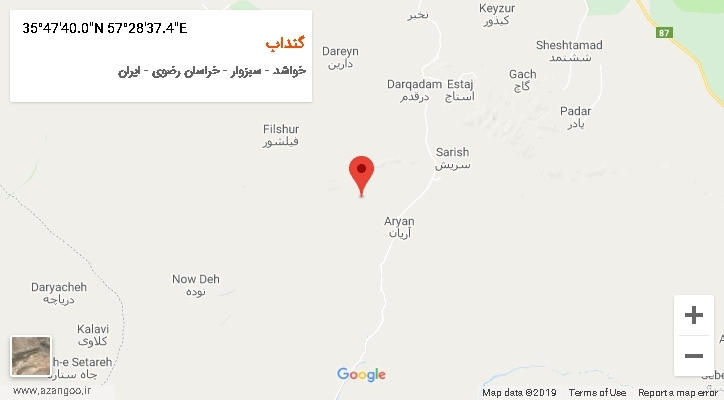 روستای گنداب بر روی نقشه