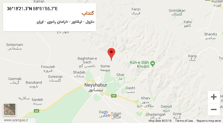 روستای گنداب بر روی نقشه