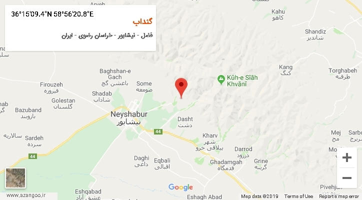 روستای گنداب بر روی نقشه