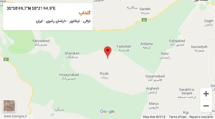 روستای گنداب بر روی نقشه