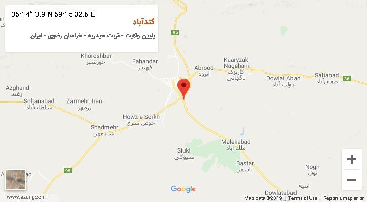 روستای گندآباد بر روی نقشه