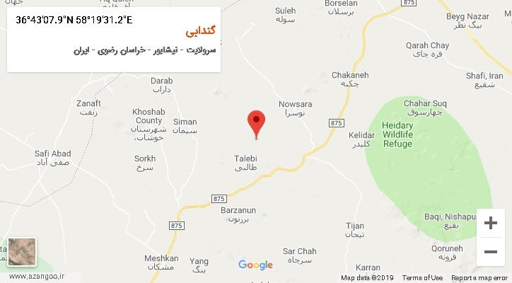روستای گندابی بر روی نقشه