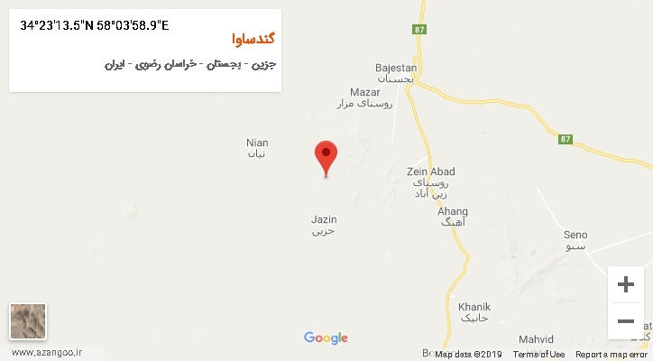 روستای گندساوا بر روی نقشه