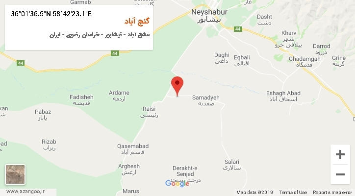 روستای گنج آباد بر روی نقشه