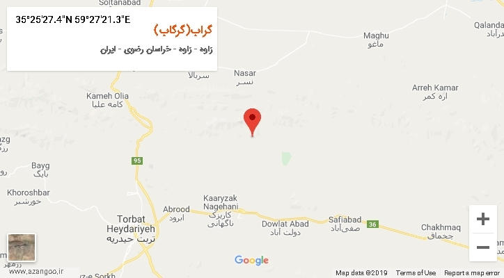 روستای گراب(گرگاب) بر روی نقشه