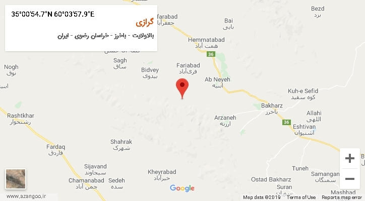 روستای گرازی بر روی نقشه