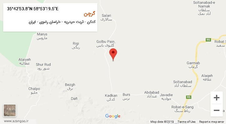 روستای گرچن بر روی نقشه