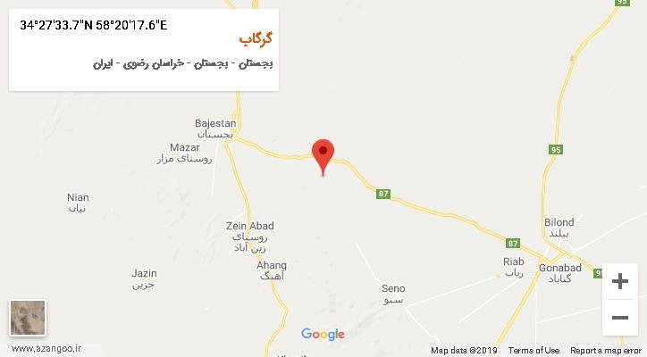 روستای گرگاب بر روی نقشه