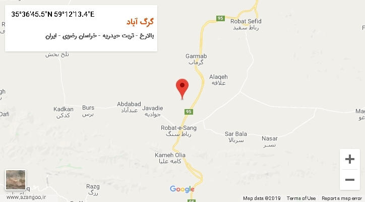 روستای گرگ آباد بر روی نقشه