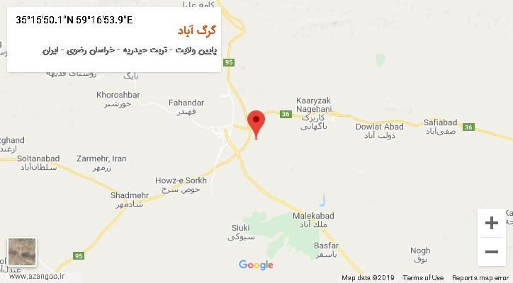 روستای گرگ آباد بر روی نقشه