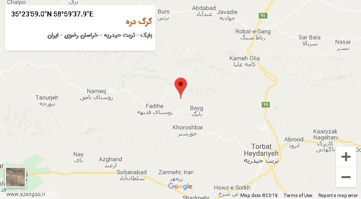 روستای گرگ دره بر روی نقشه