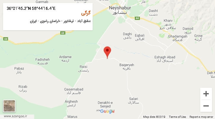 روستای گرگی بر روی نقشه