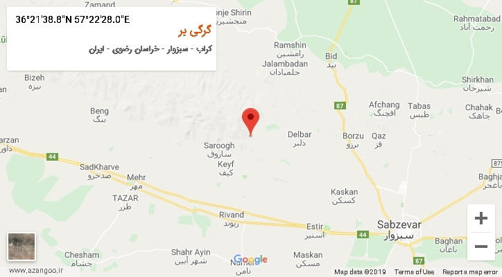 روستای گرگی بر بر روی نقشه
