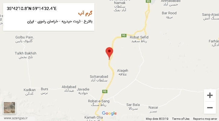 روستای گرم آب بر روی نقشه