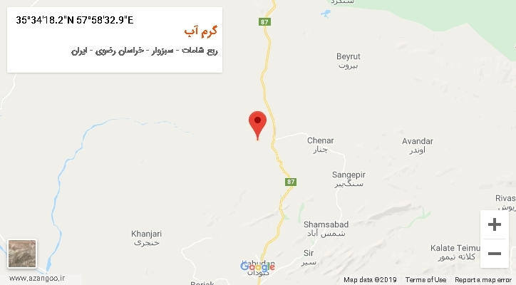 روستای گرم آب بر روی نقشه