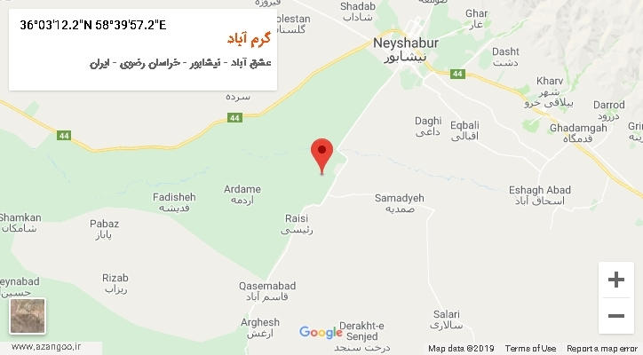 روستای گرم آباد بر روی نقشه