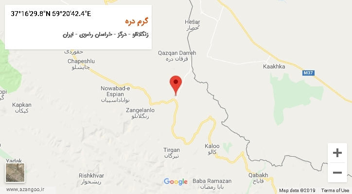 روستای گرم دره بر روی نقشه