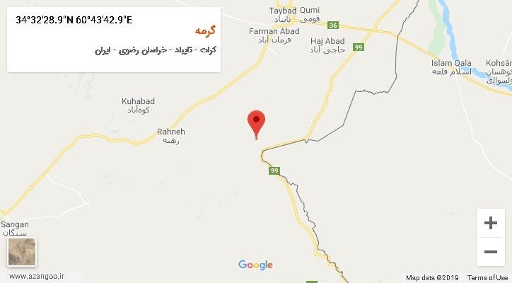 روستای گرمه بر روی نقشه