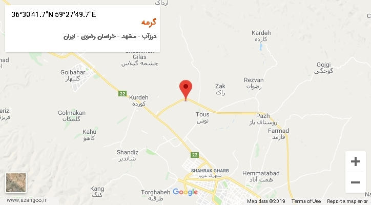 روستای گرمه بر روی نقشه