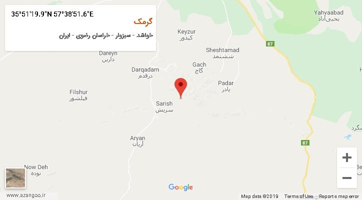 روستای گرمک بر روی نقشه