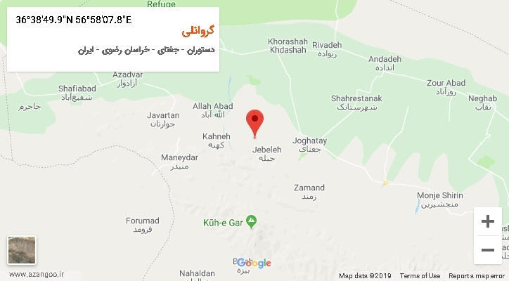 روستای گروانلی بر روی نقشه