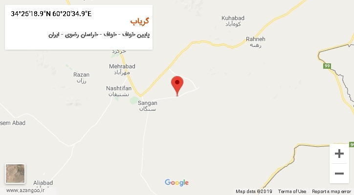 روستای گریاب بر روی نقشه