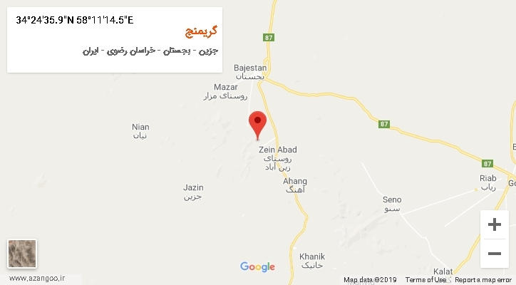روستای گریمنج بر روی نقشه