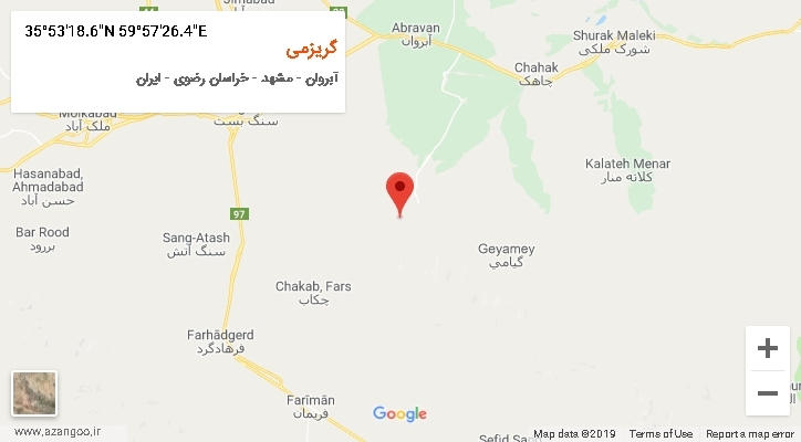 روستای گریزمی بر روی نقشه