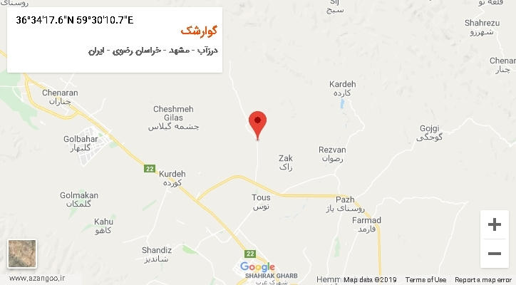 روستای گوارشک بر روی نقشه