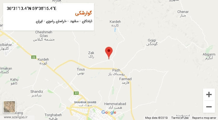 روستای گوارشکی بر روی نقشه