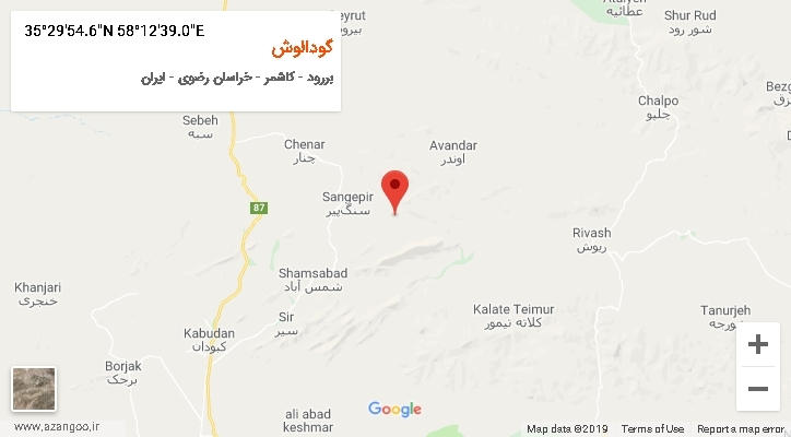 روستای گودالوش بر روی نقشه